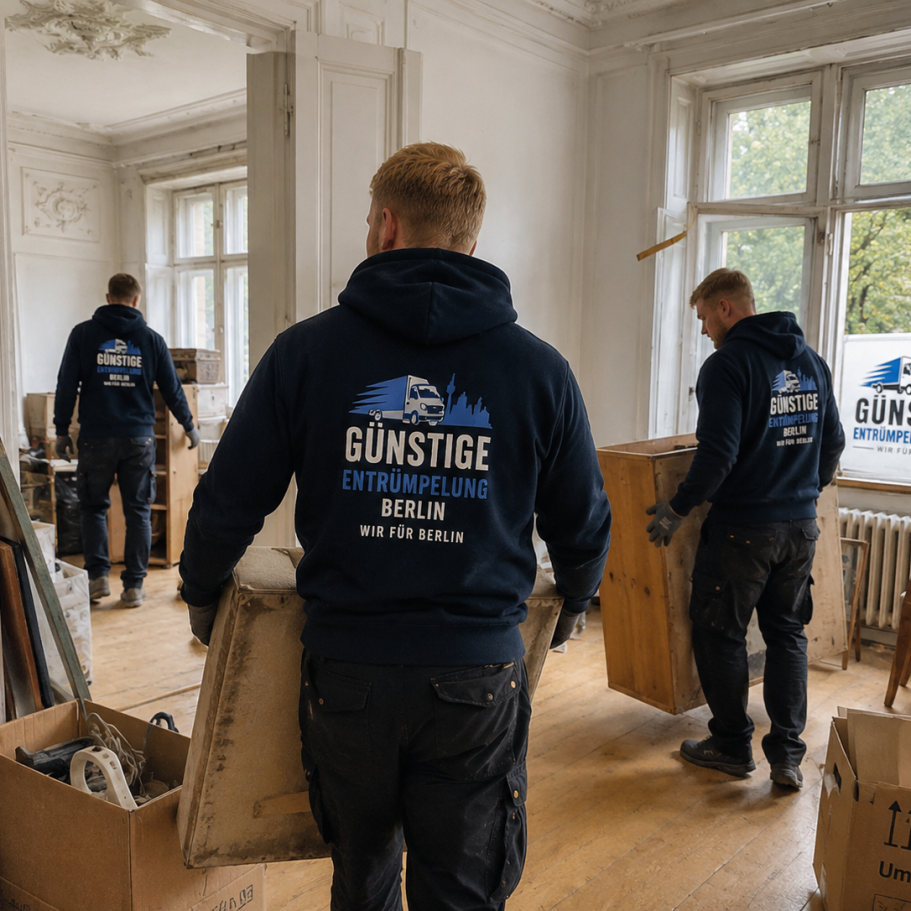 Entrümpelung eines Wohnzimmers in Berlin vor einer Renovierung
